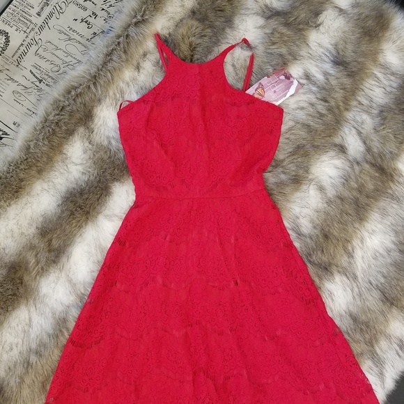 *SOLD*Halter Red lace Dress xs NWT - Picture 8 of 10